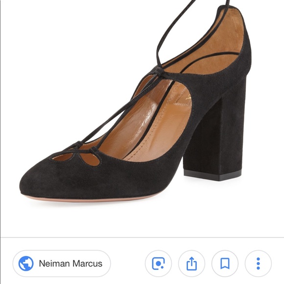 Auth Aquazzura Dancer block heel black suede 38.5 - Picture 7 of 7